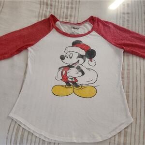 Women's Disney Christmas‎ Santa Mickey Baseball shirt